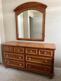 Wood Dresser with Matching Mirror