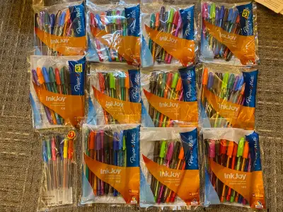 Pens are new. Some packages have been opened and a few pens were taken from the packs. $10 takes the...