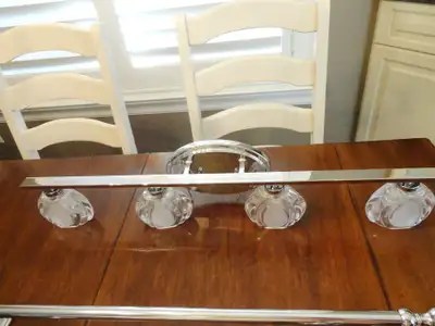 4 Light Chrome Heavy Frost Glass Shade Bathroom Vanity Fixture, View more