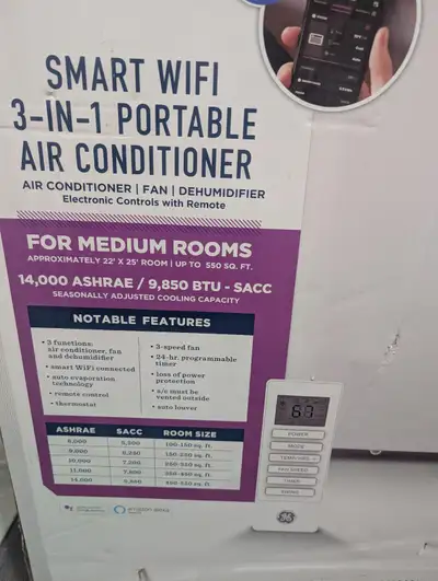 GE 14,000 BTU Portable Air Conditioner - Never Used, Pickup Only, View more