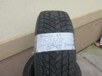 4 tires of Michelin 215/55/17 winter tires w/rims off 2013 Volks