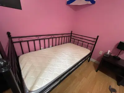 Metal  Twin Daybed  with fairly new mattress. , View more