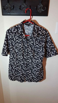 Women's Size Large George Black and White Cotton Blouse