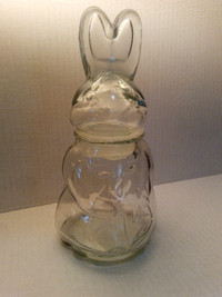 #19 Clear Glass Bunny Easter Candy Jar
