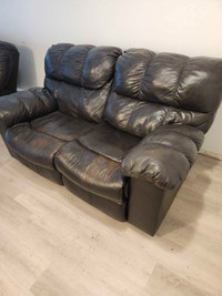 Faux leather sofa and loveseat