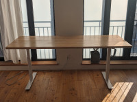 Birch Wood Dining Table Height Adjustable - Merisier Bois