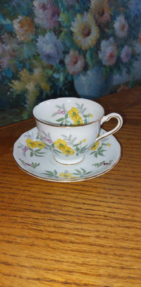 Beautiful vintage English bone china cup with saucer