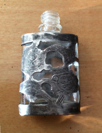 Miniature Sterling Silver Overlay Bottle