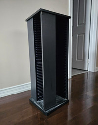 Two rotating CD case storage towers. 