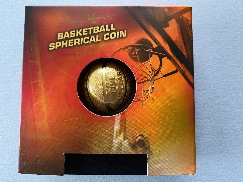 BASKETBALL SPHERICAL COIN 2020 5 1 oz Pure Silver Gilded Sphe Arts