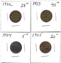 1922, 1923, 1924 &1925 penny