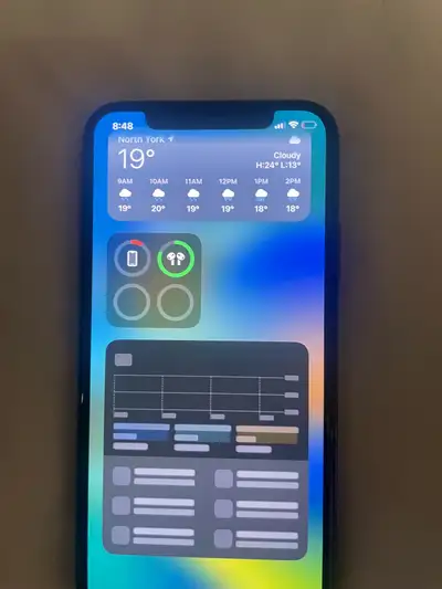 Unlocked 64gb comes with case no crack on screen or back glass and no Face ID
