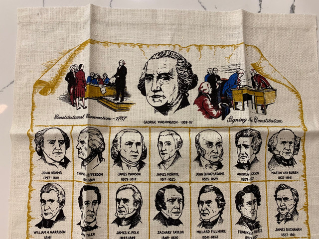 U.S. Presidents Tea Towel/Wall HangingKay Dee Linen / Washington in Arts & Collectibles in La Ronge - Image 2