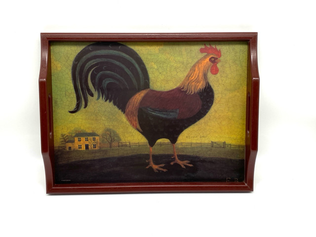 Emma Baker Pimpernel Wood Rooster Tray in Kitchen & Dining Wares in Oshawa / Durham Region