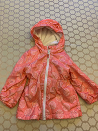 Size 2T Girls Fleece-Lined Rain Jacket - George