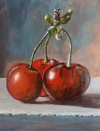 Painting "Cherries". Original, handmade, canvas, acrylic.