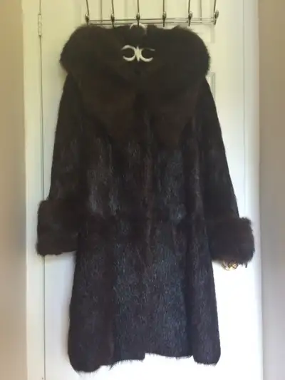 Natural fur coat with hood (nutria and fox), View more