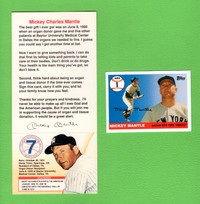 MICKEY MANTLE Organ Donor card - Join Mickey's Team HOF Yankees+