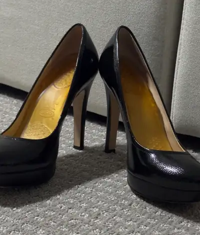 Calvin Klein Black Patent  Platform Stiletto Pump/Heel, View more