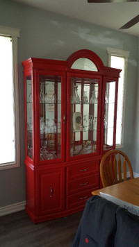 Red china cabinet