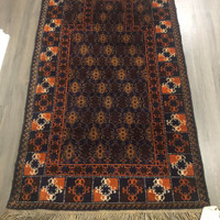 4" x 3`  Persian 100% Handmade of wool Rug - Navy and Brown