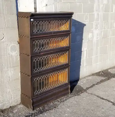 Leaded glass Macey oak 4 tier 6 part antique barrister bookcase, View more