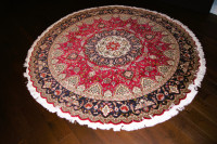 Persian Tabriz wool & silk handmade round rug