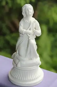 Antique Parian Porcelain Figurine of Youth Playing Music
