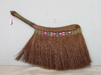 Handcrafted Wisk Broom Asian Japanese Palm Fibre Silk Copper