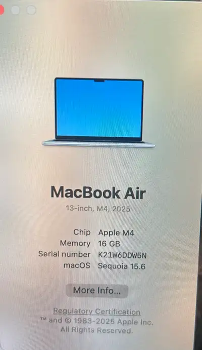 MacBook Air M4 16GB RAM 256GB Like New with Box, View more