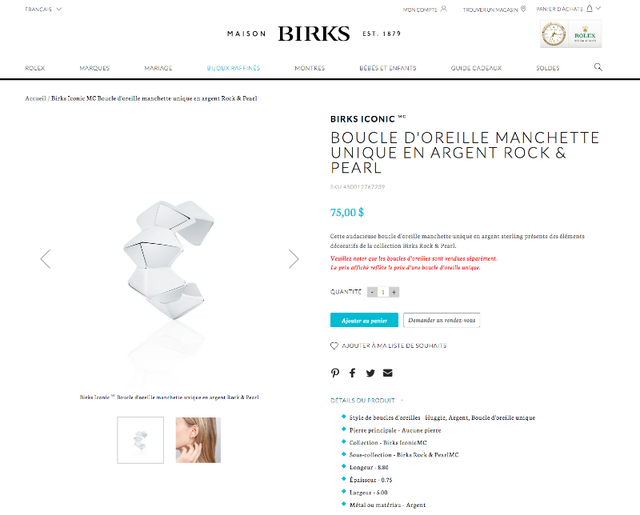 Ensemble BIRKS Boucle d’oreilles et bracelet Rock and Pearl in Jewellery & Watches in Longueuil / South Shore - Image 8