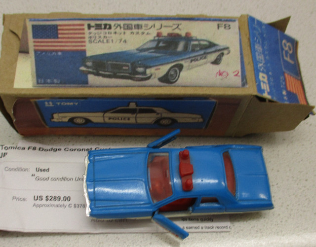 Tomica Tomy F 8 1976 Dodge  Cornet Police Blue White Red  1/74 in Arts & Collectibles in City of Toronto - Image 3