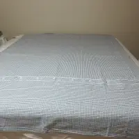 NEW Twin Duvet Beige/Navy Check w/Button Front Close