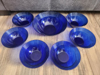 7-piece GLASS bowl set (cobalt blue)