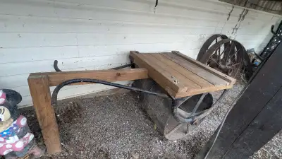 Antique garden roller decor...new pressure treated deck on top great for the display of nice large p...