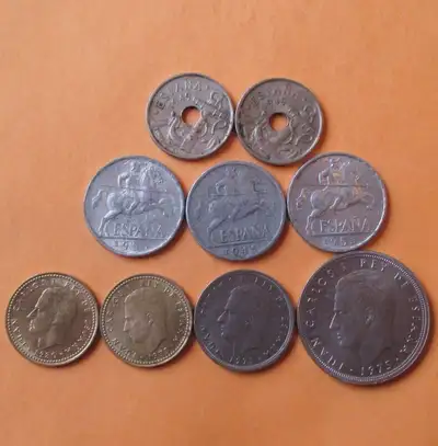 Old Spain Centimos and Peseta coins., View more