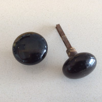 Black porcelain door knob with stem