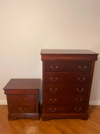 Tall Wooden Dresser and Nightstand