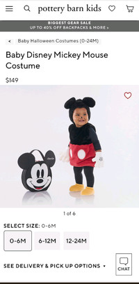 Pottery Barn Kids Baby Disney Mickey Halloween costume 0-6m