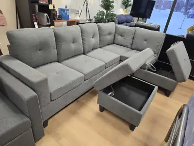 Grey Sectional Sofa with Ottoman, View more