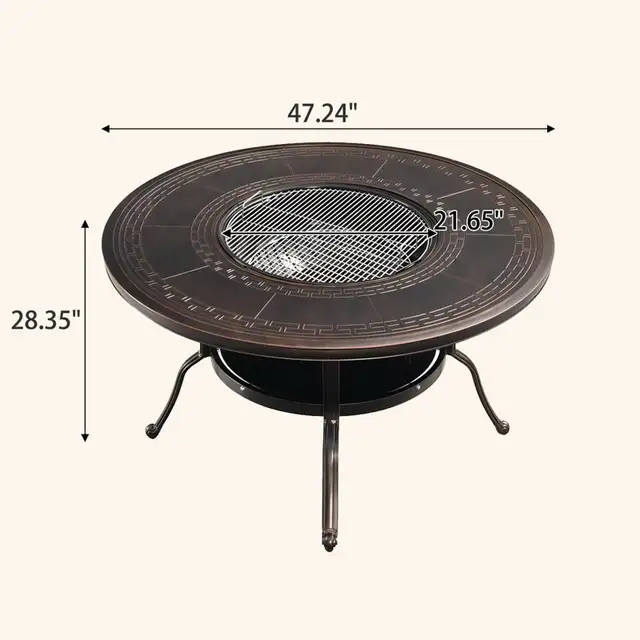 47” Cast Aluminum Outdoor Fire Pit BBQ Dining Table Set in Patio & Garden Furniture in Markham / York Region - Image 7