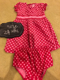 Girls Pink Smock top matching diaper cover outfit - 24 mths