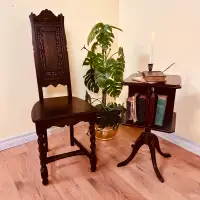 Antique English Carved Solid Oak Barley Twist Chair