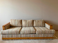 3-Seater Fabric Sofa with Oak Trim