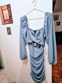 BN)Women's M Cut Out long sleeve mini dress Blue 