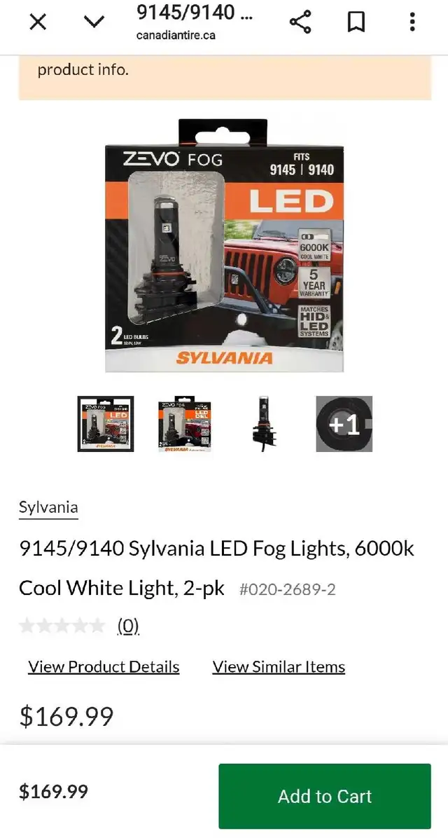 Sylvania ZEVO LED headlight bulbs New Open Box