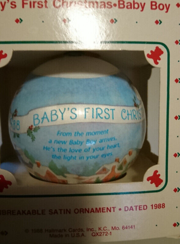 Vintage 1988 Hallmark Baby's First Christmas - Baby Boy Ornament in Arts & Collectibles in Oshawa / Durham Region - Image 2