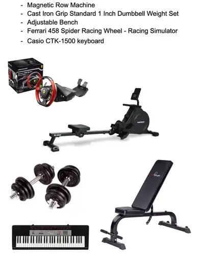 Moving Sale - Row Machine  - Dumbbell - Workout bench - etc, View more