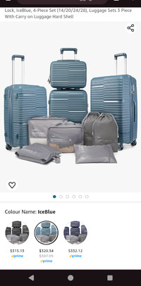 MYER 28" Ice Bue Luggage Set 4 Pc. With 6 Packing Cubes - NIB