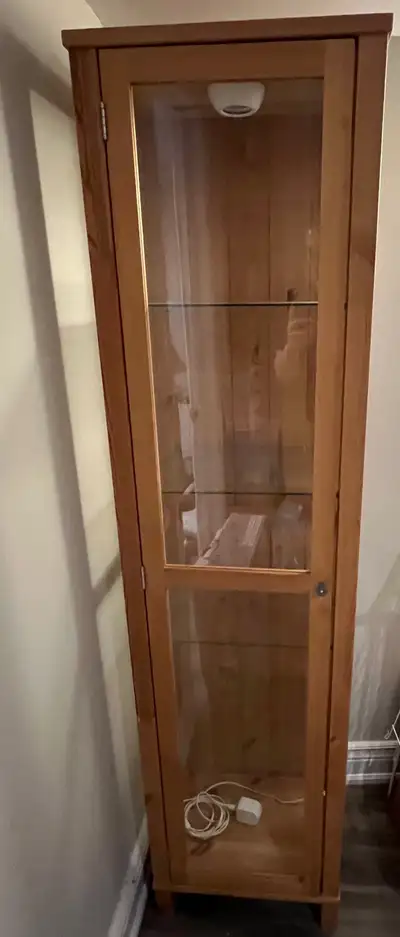 Tall Wooden Display Case with Glass Shelves, View more
